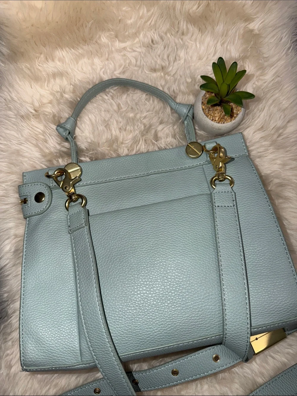 Foley + Corinna Dione Satchel Shoulder Crossbody or Hand Bag Blue Vegan Nwot